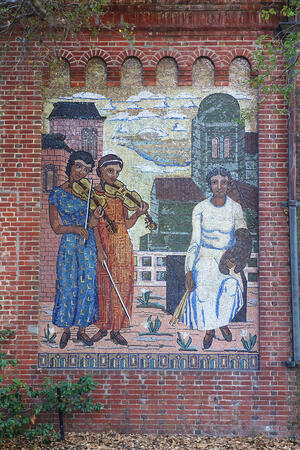 Music and painting mosaic by Florence Alston Williams Swift, WPA federal art project 1936-1937